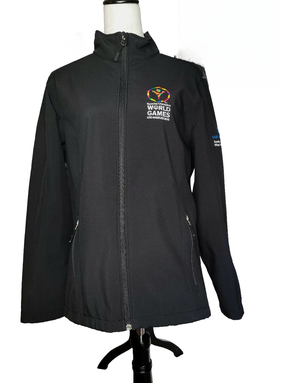 Special Olympics World Games LA 2015 Black Tailored Soft Shell Zip-Up Jacket XL